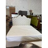 Diven Bed Set Comprising Of Divan Bases With Leather Buttoned Walnut Framed Headboard And A Treca