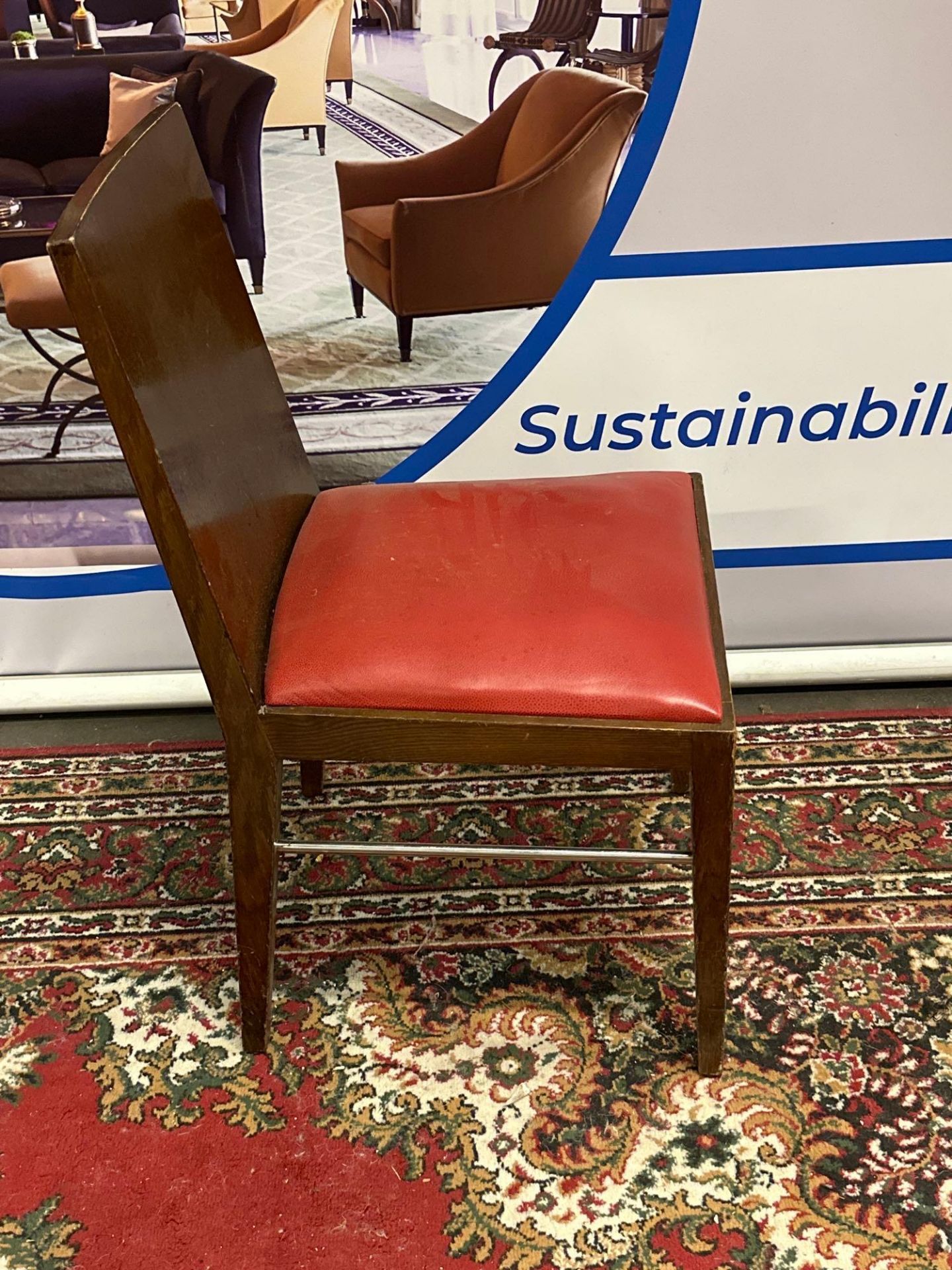 A Red Leather Upholstered Side Chair On Polished Sold Wood Frame 48 x 46 x 87cm - Image 3 of 5