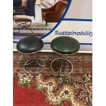 A Pair Of Zoeftig Modern Chrome Vanity Stool Round Stool With Vinyl Seat