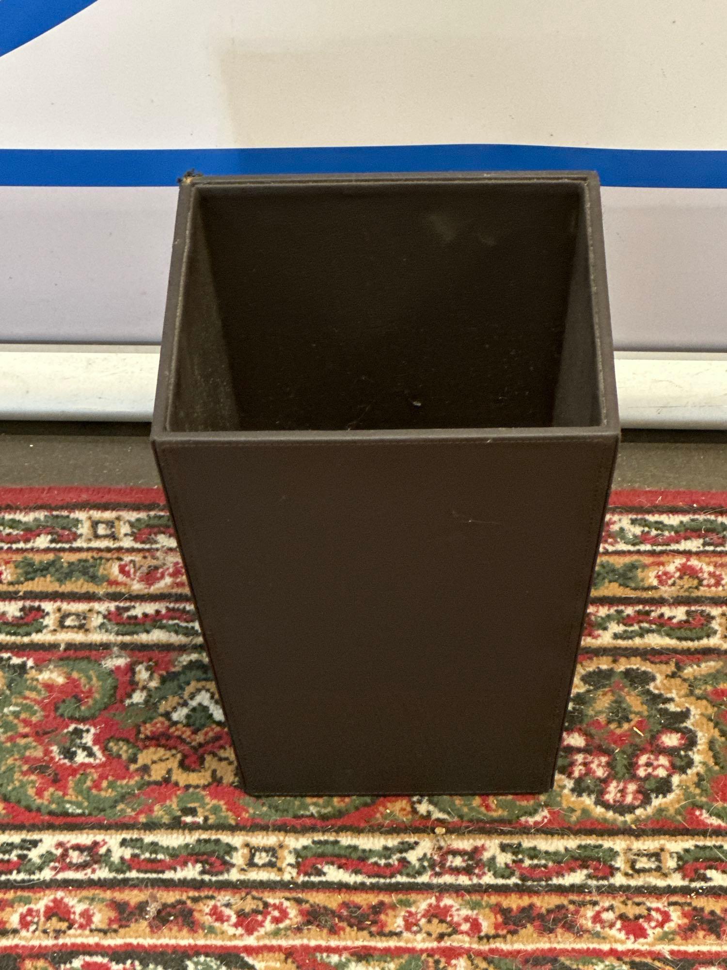 Brown Leather Paper Waste Bin 24 x 24 x 30cm