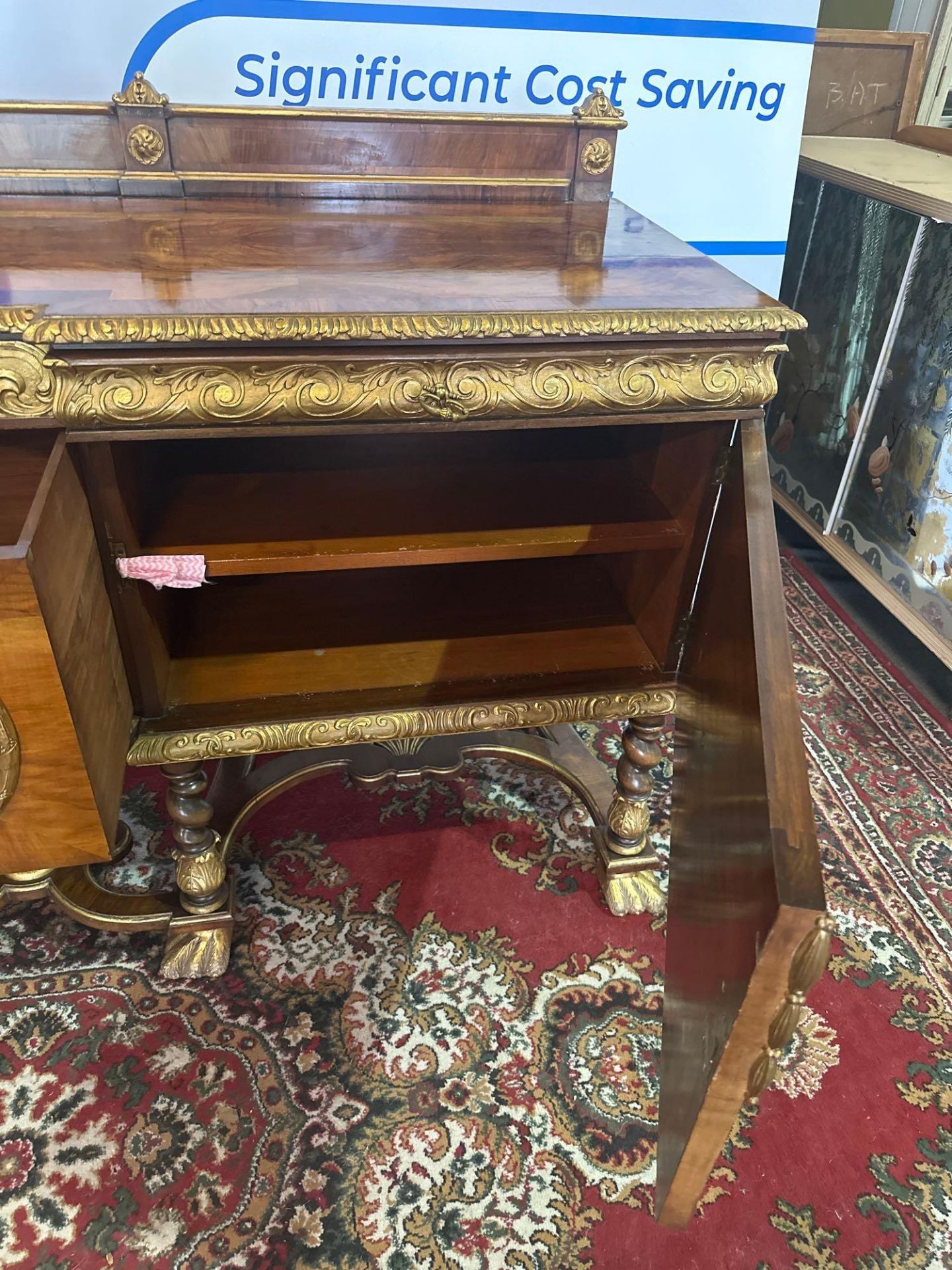 A Walnut And Parcel-Gilt Sideboard, Continental Possibly Italian The Top With A Panelled Back Rail - Image 7 of 17