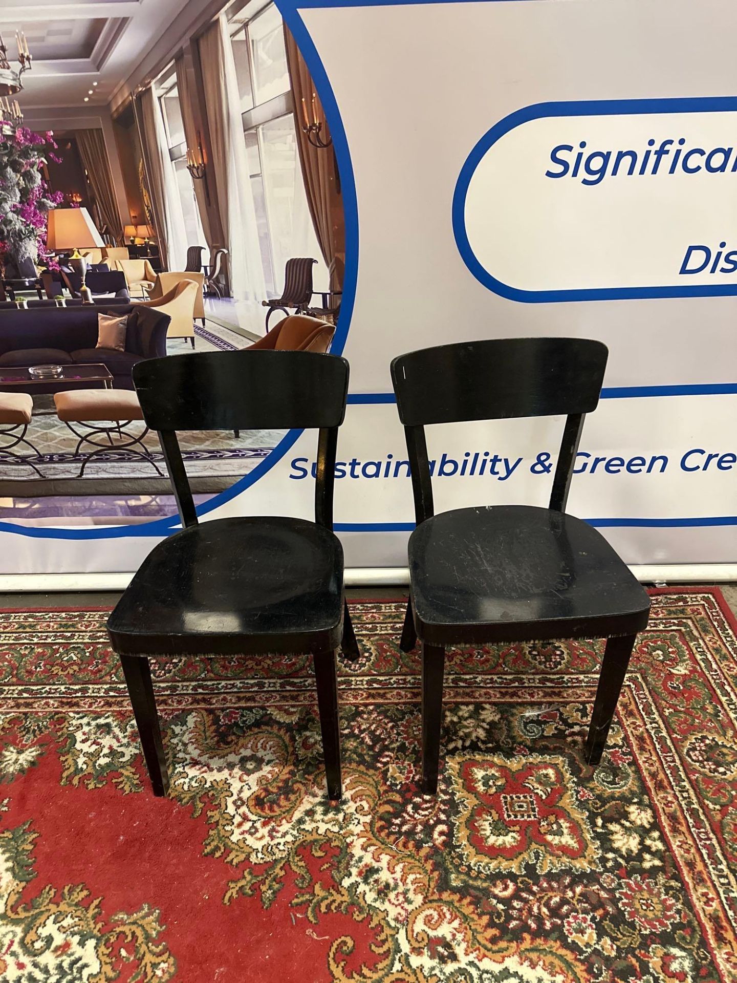A Pair Of Black Wooden Chairs 44 x 40 x 84cm