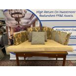 A Bay Window Seat Pad Gold Floral Seat With Scatter Cushions 148 x 70cm