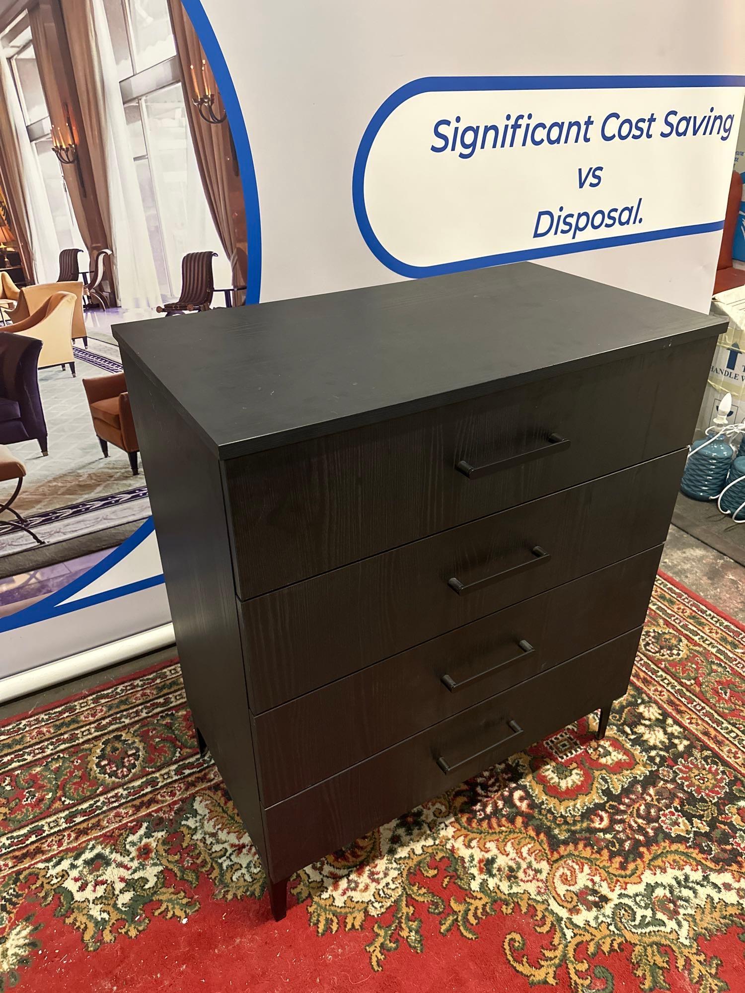 Black Wooden Chest Of Drawers With 4 Soft Close Drawers On Black Metal Legs 81x 46 x 95cm - Image 3 of 5