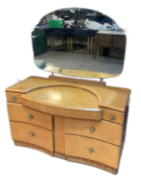 Birds Eye Maple Art Deco Dressing Table With Mirror Crafted From The Finest Birds Eye Maple, This