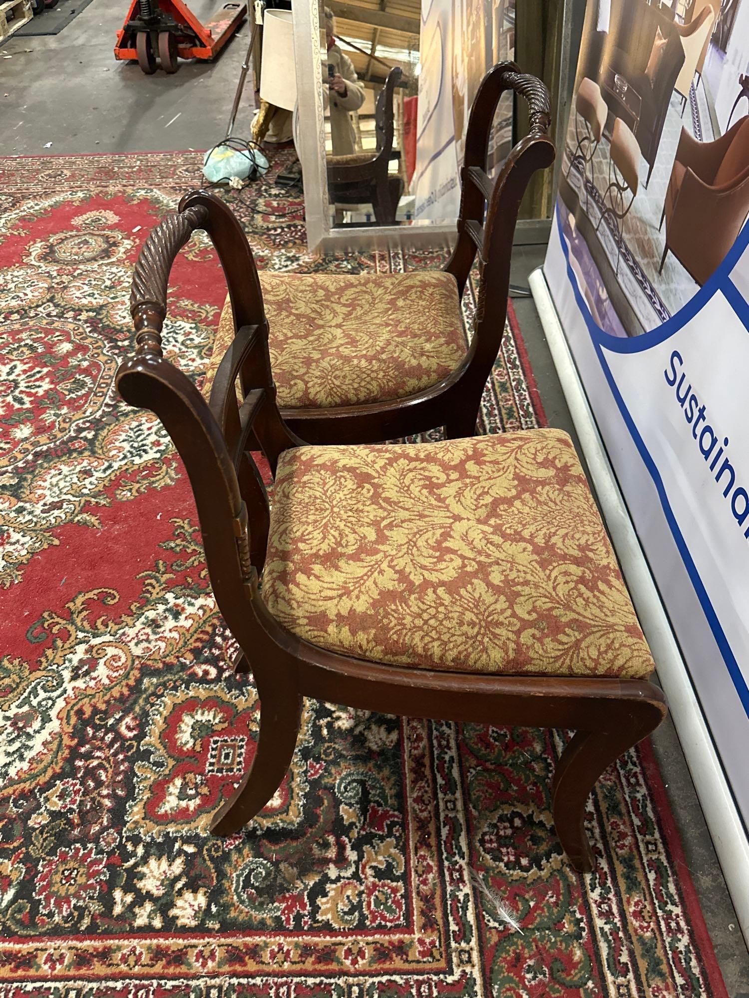 A Pair Of Regency Style Dining Chairs With Rope Twist And Turned Top Rails And Inlay Back Rest On - Image 5 of 5