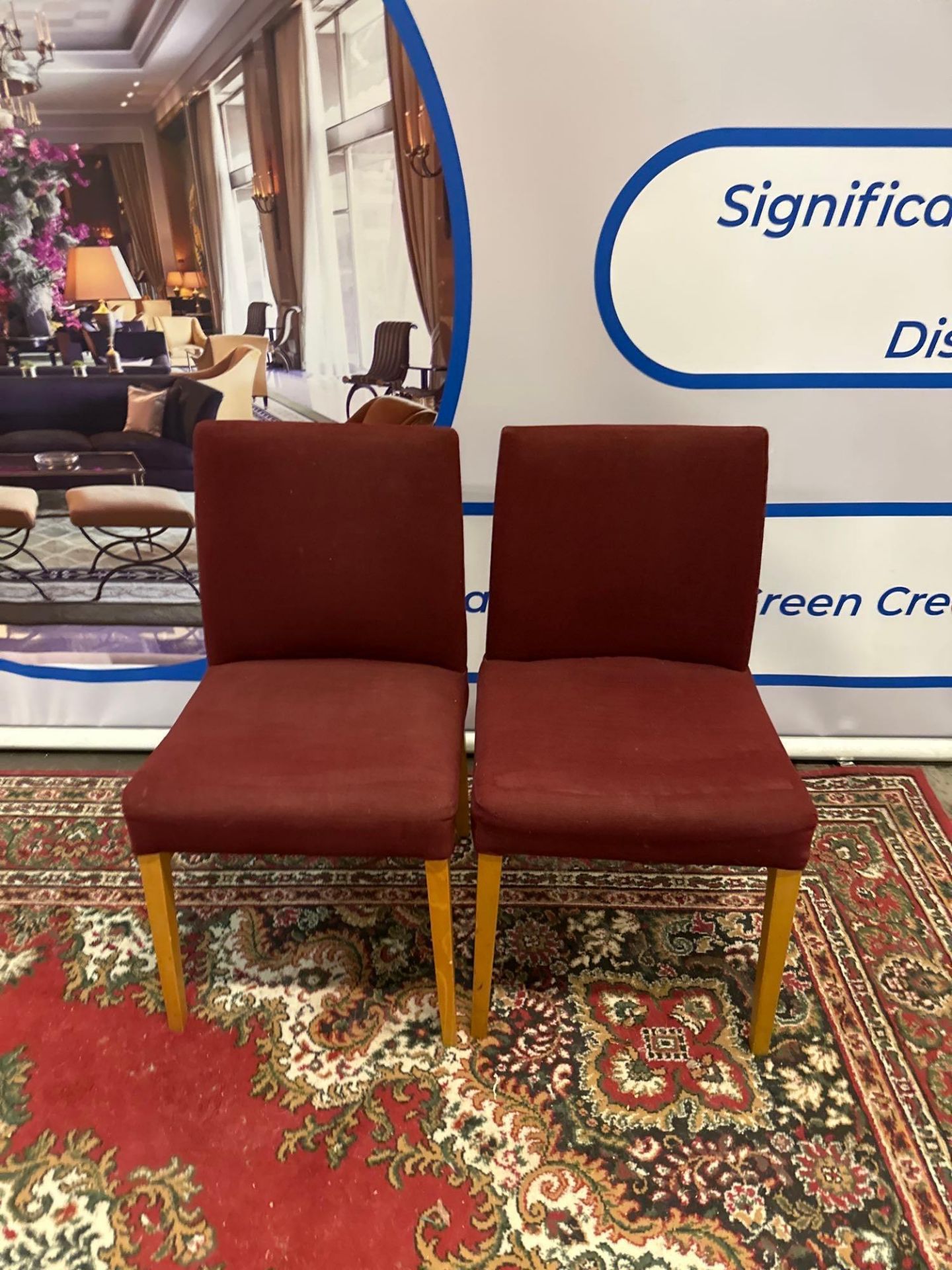 A Pair Of Upholstered Dining / Side Chairs On Light Oak Stain Legs 47 x 46 x 85cm - Image 5 of 5