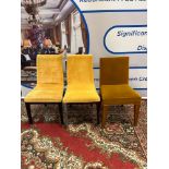 3 x Gold Velvet Side Or Dining Chairs