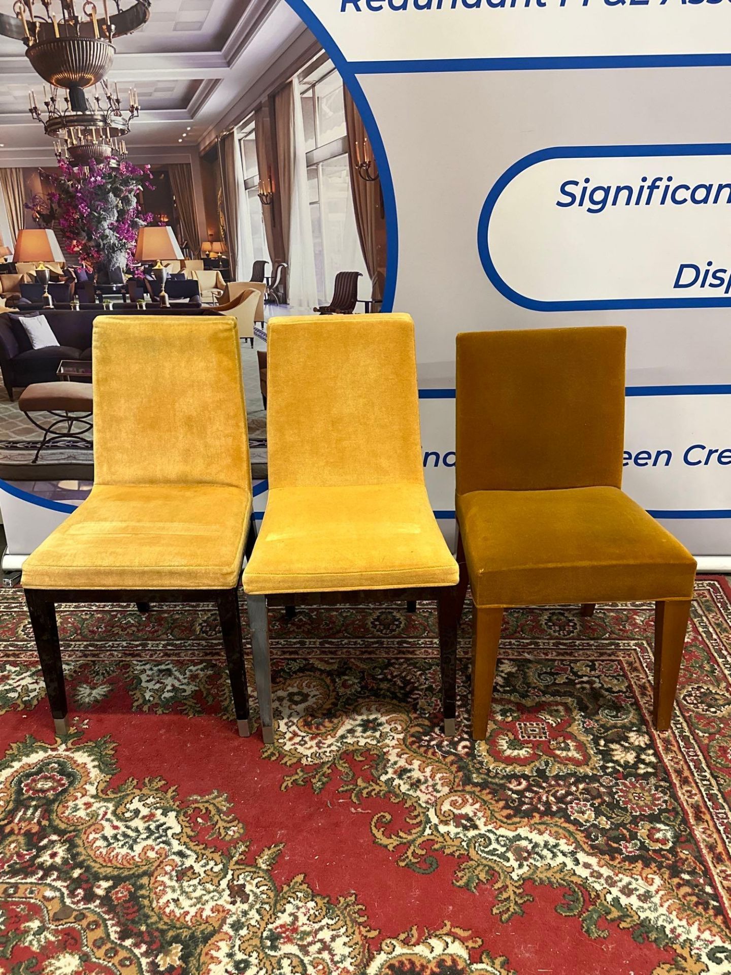 3 x Gold Velvet Side Or Dining Chairs