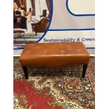 A Tufted Leather Dressing Bench On Hardwood Frame With Scroll Apron In Antique Tan Leather 100 x