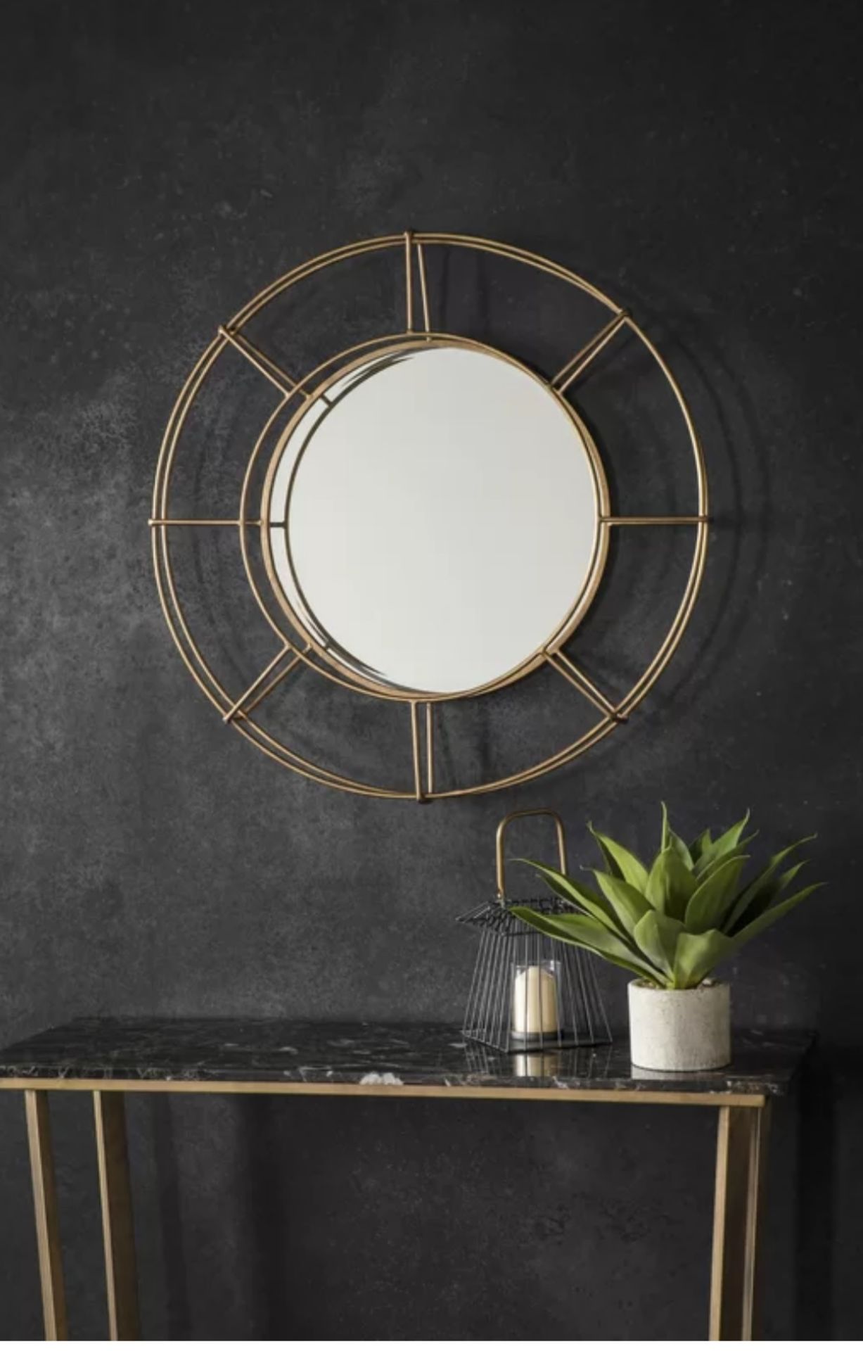 Thorne Mirror The Thorne Mirror Has A Beautiful Round Metal Frame In An Elegant Antique Gold Finish,