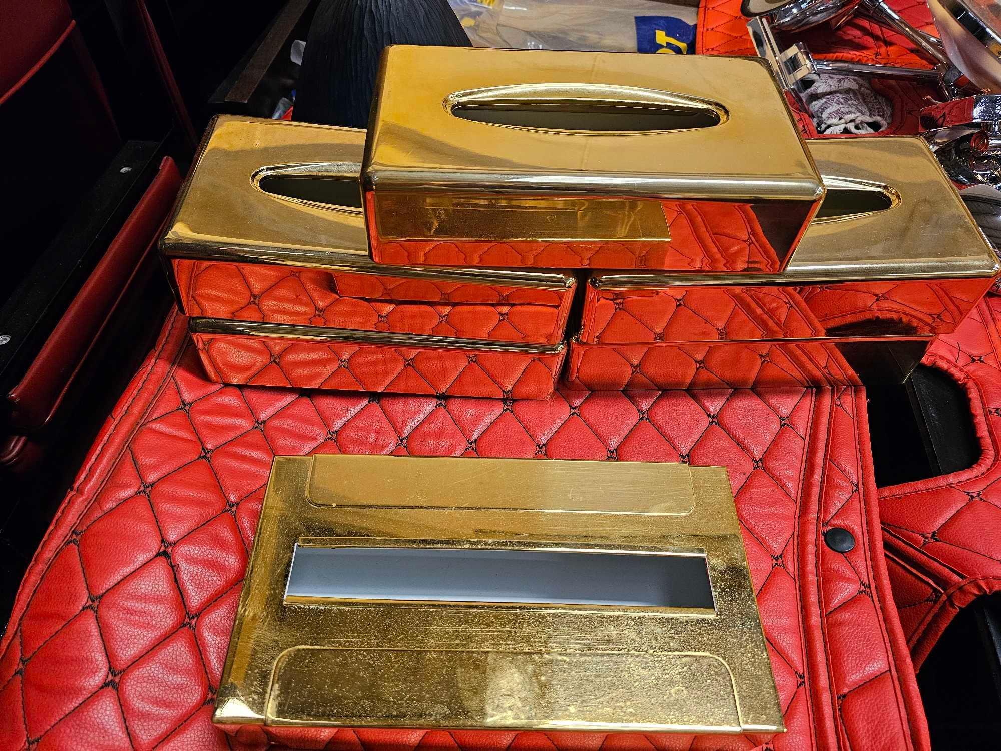 6 x Fdit Gold Stainless Steel Tissue Box, Decorative Metal Tissue Holder Cover Napkin Dispenser