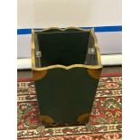 Green And Gold Wooden Waste Paper Bin Brass Lion Paw Feet With Plastic Liner 25 x 25 x 36cm