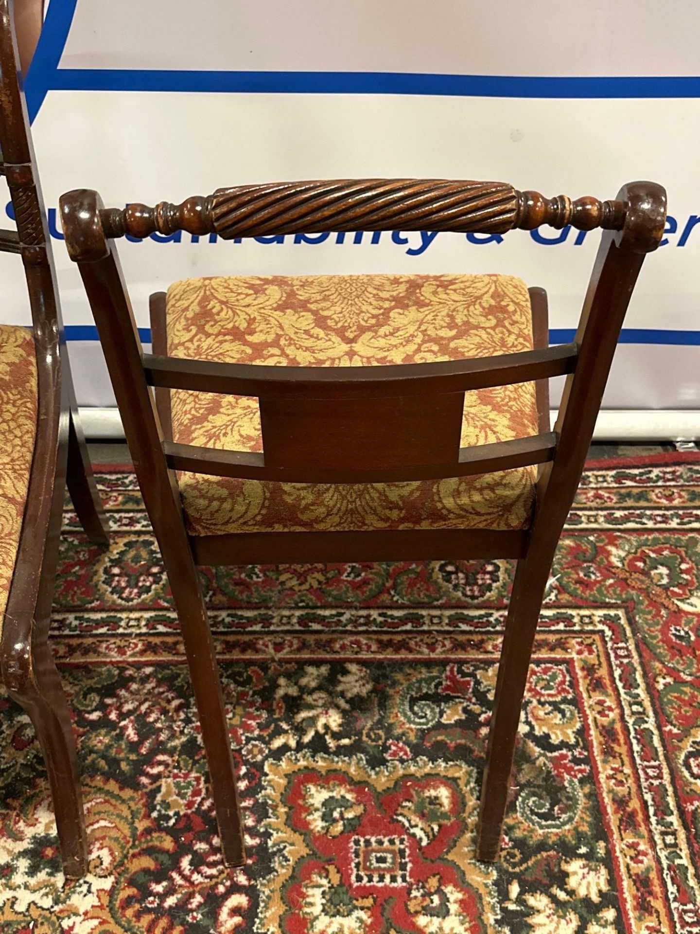 A Pair Of Regency Style Dining Chairs With Rope Twist And Turned Top Rails And Inlay Back Rest On - Image 4 of 5