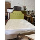 Diven Bed Set Comprising Of Divan Bases With Leather Buttoned Rosewood Framed Headboard And A