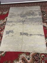 Abstract Pattern 100% Wool Area Rug Silver/Grey Rug 120 x 180cm