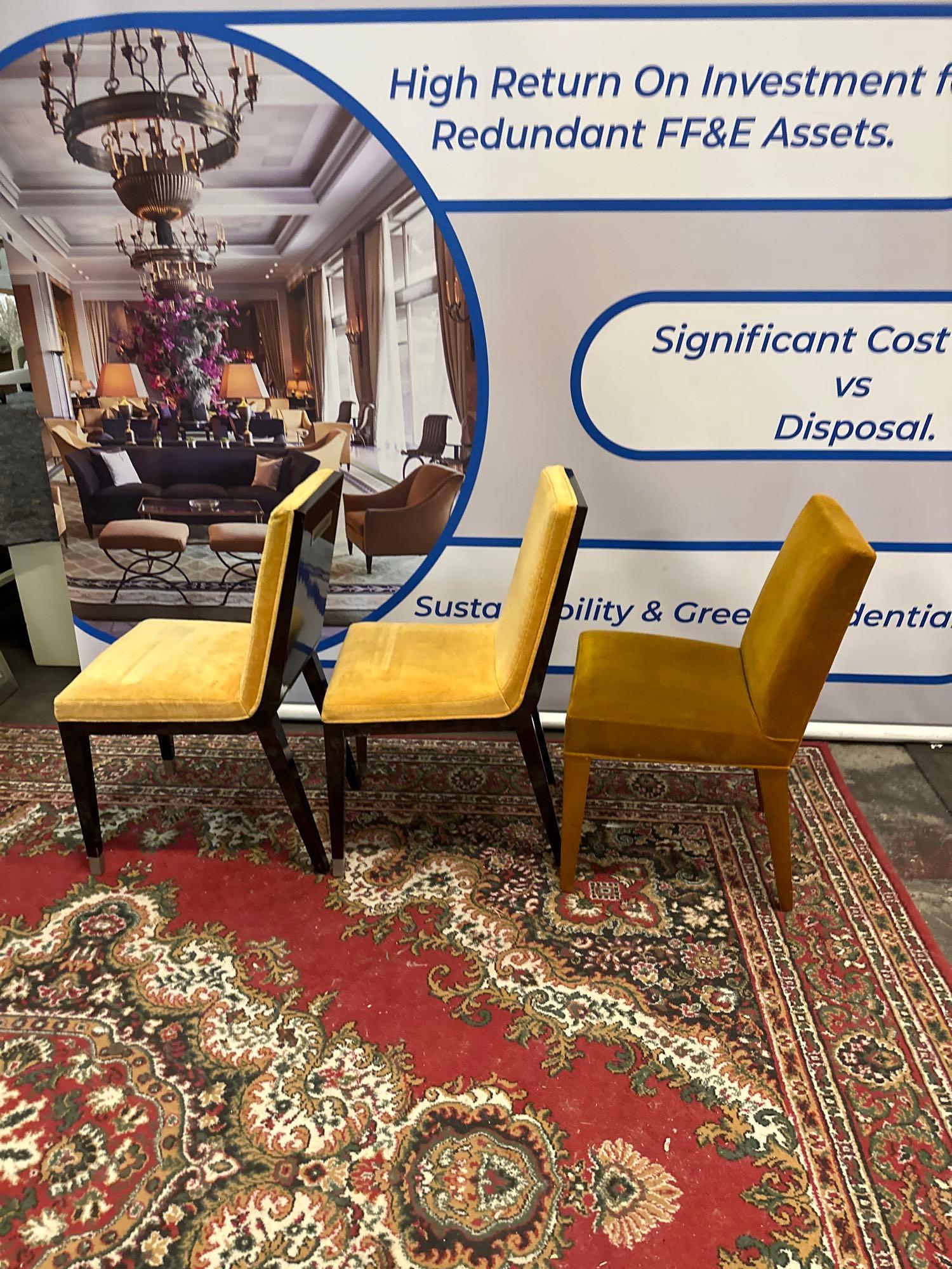 3 x Gold Velvet Side Or Dining Chairs - Image 4 of 6