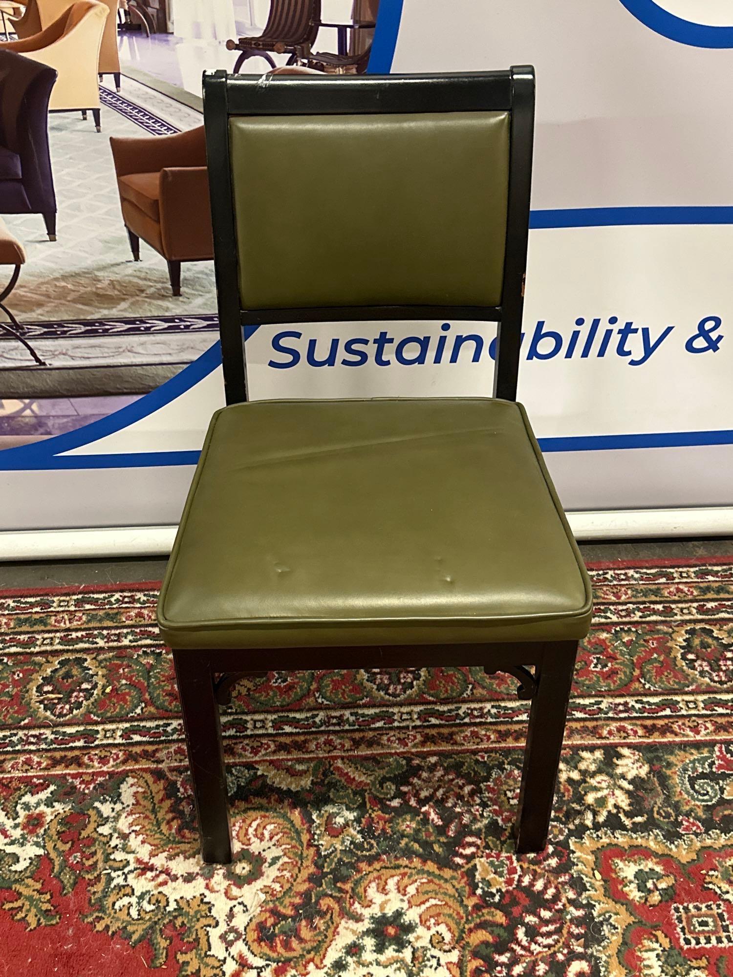 Green Leather Side Chair A Green Leather Upholstered Side Chair On Polished Sold Wood Frame 48 x
