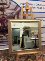 A Large Silvered Gold Framed Bevelled Square Mirror 100 x 100cm