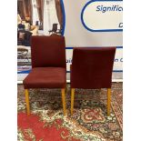 A Pair Of Upholstered Dining / Side Chairs On Light Oak Stain Legs 47 x 46 x 85cm