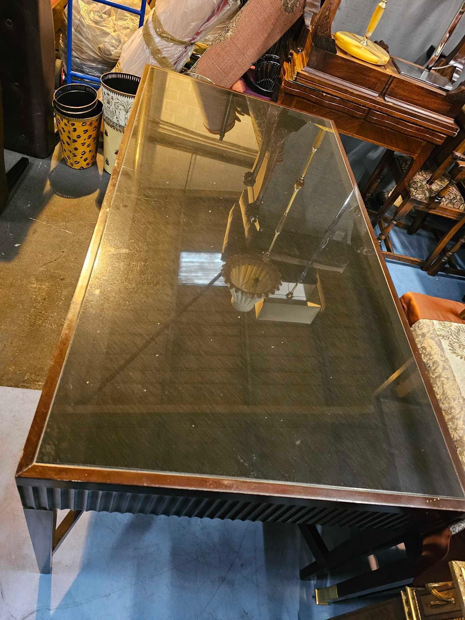 A Large Centre Table With A Black Polished Stone Top Insert Above A Carved Apron With Central Drawer - Image 2 of 4