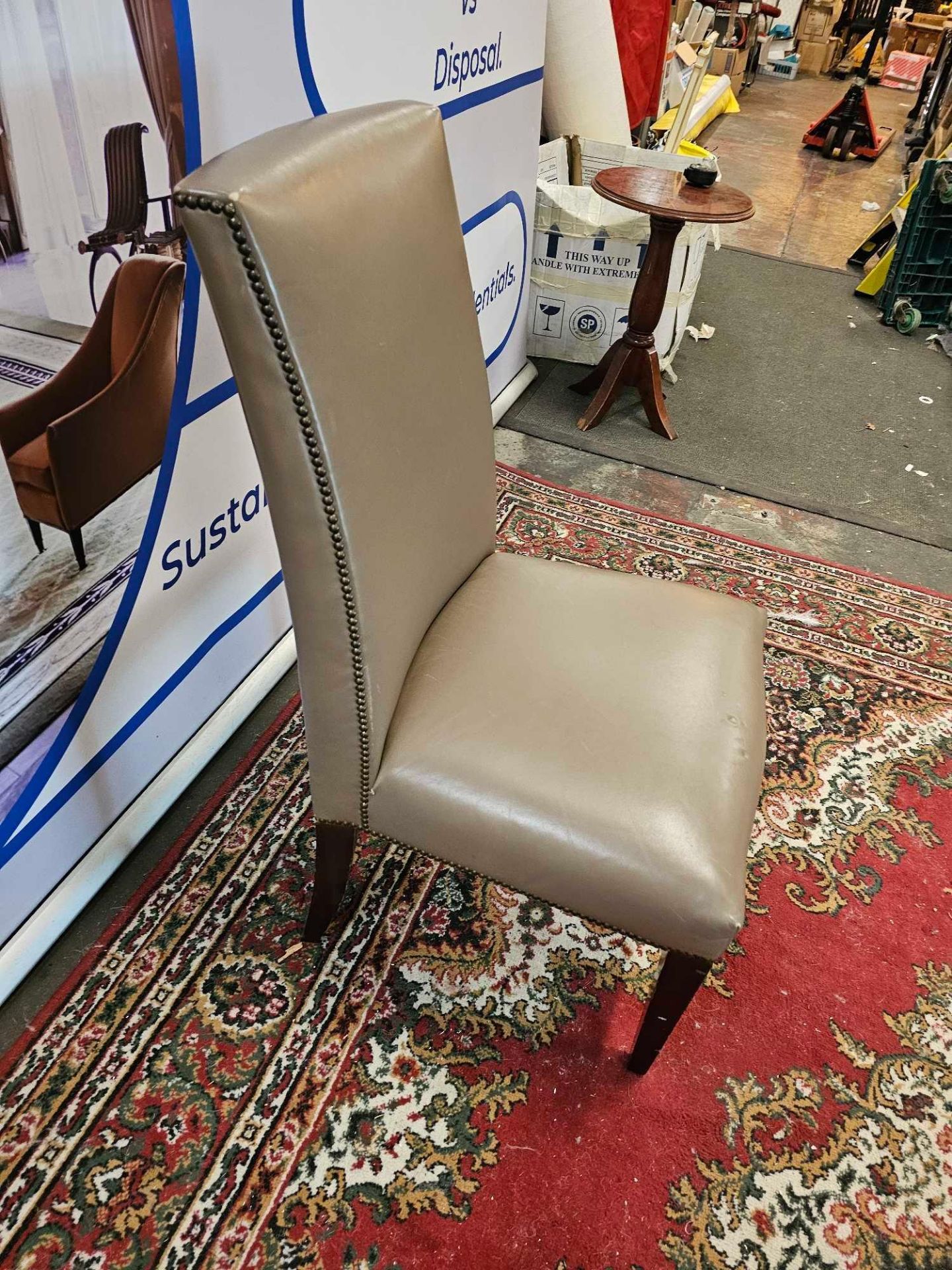 A Leather Upholstered Tall Back Side Chair With Stud Pin Detail 47 x 67 x 100cm - Image 3 of 6