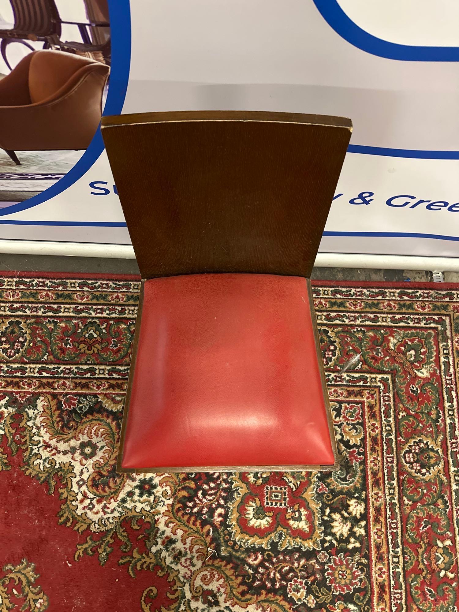 A Red Leather Upholstered Side Chair On Polished Sold Wood Frame 48 x 46 x 87cm - Image 2 of 5