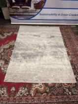 Abstract Pattern 100% Wool Area Rug Silver/Grey Rug 149 x 209cm