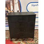 Black Wooden Chest Of Drawers With 4 Soft Close Drawers On Black Metal Legs 81x 46 x 95cm