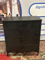 Black Wooden Chest Of Drawers With 4 Soft Close Drawers On Black Metal Legs 81x 46 x 95cm
