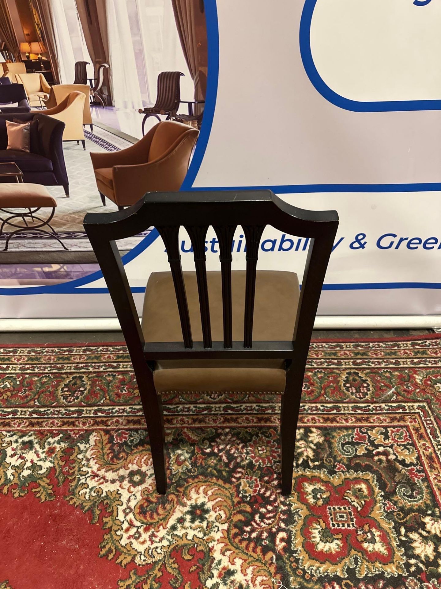 A Georgian Style Leather Side Chair Open Ribbon Carved Splat With Upholstered Seat Pad 42 x 46 x - Bild 4 aus 5