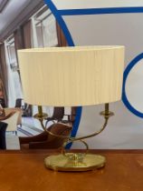 Chelsom Lighting Brass Twin Arm Desk Lamp With Cream Pleated Shade 55cm