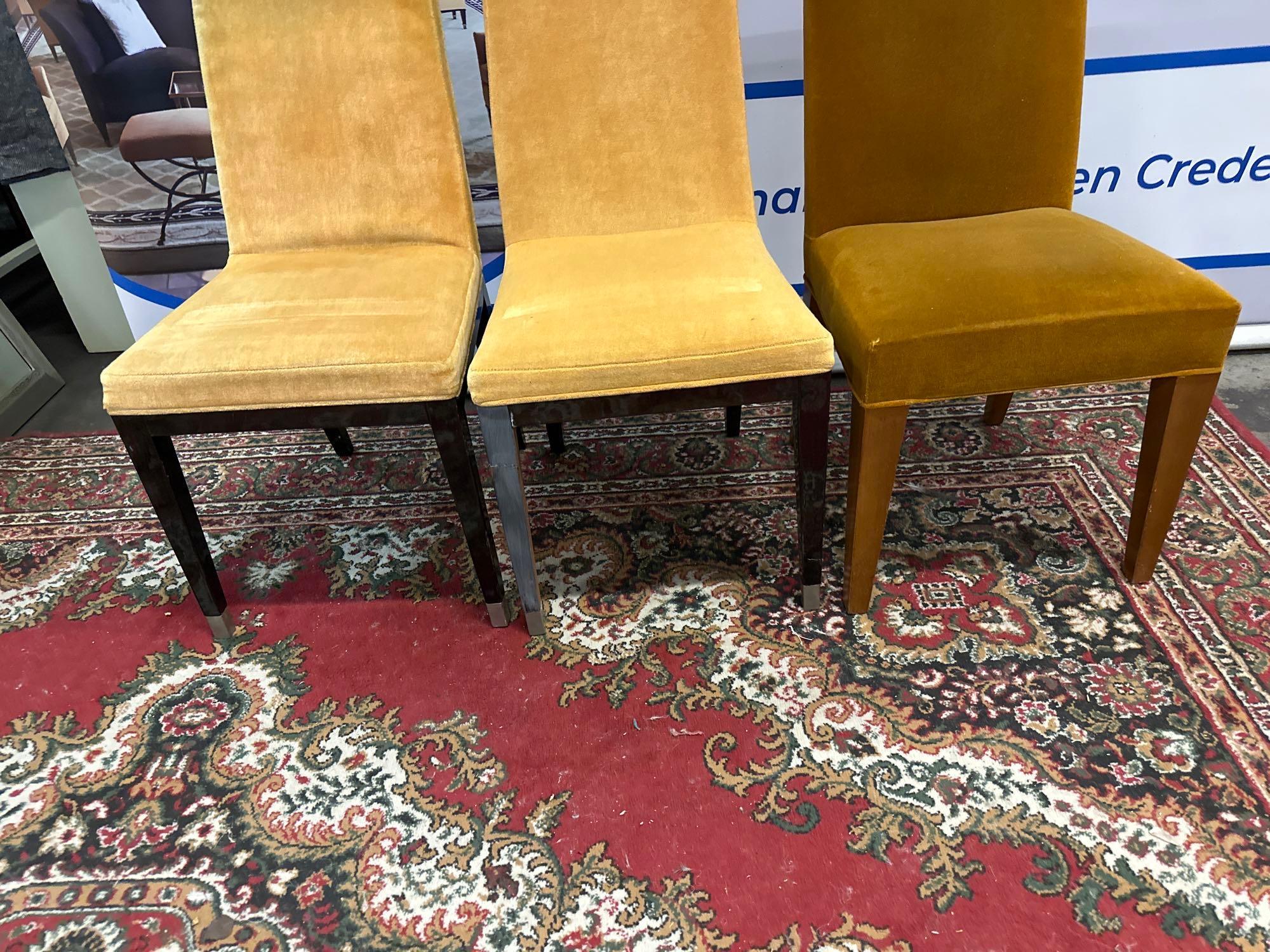 3 x Gold Velvet Side Or Dining Chairs - Image 3 of 6