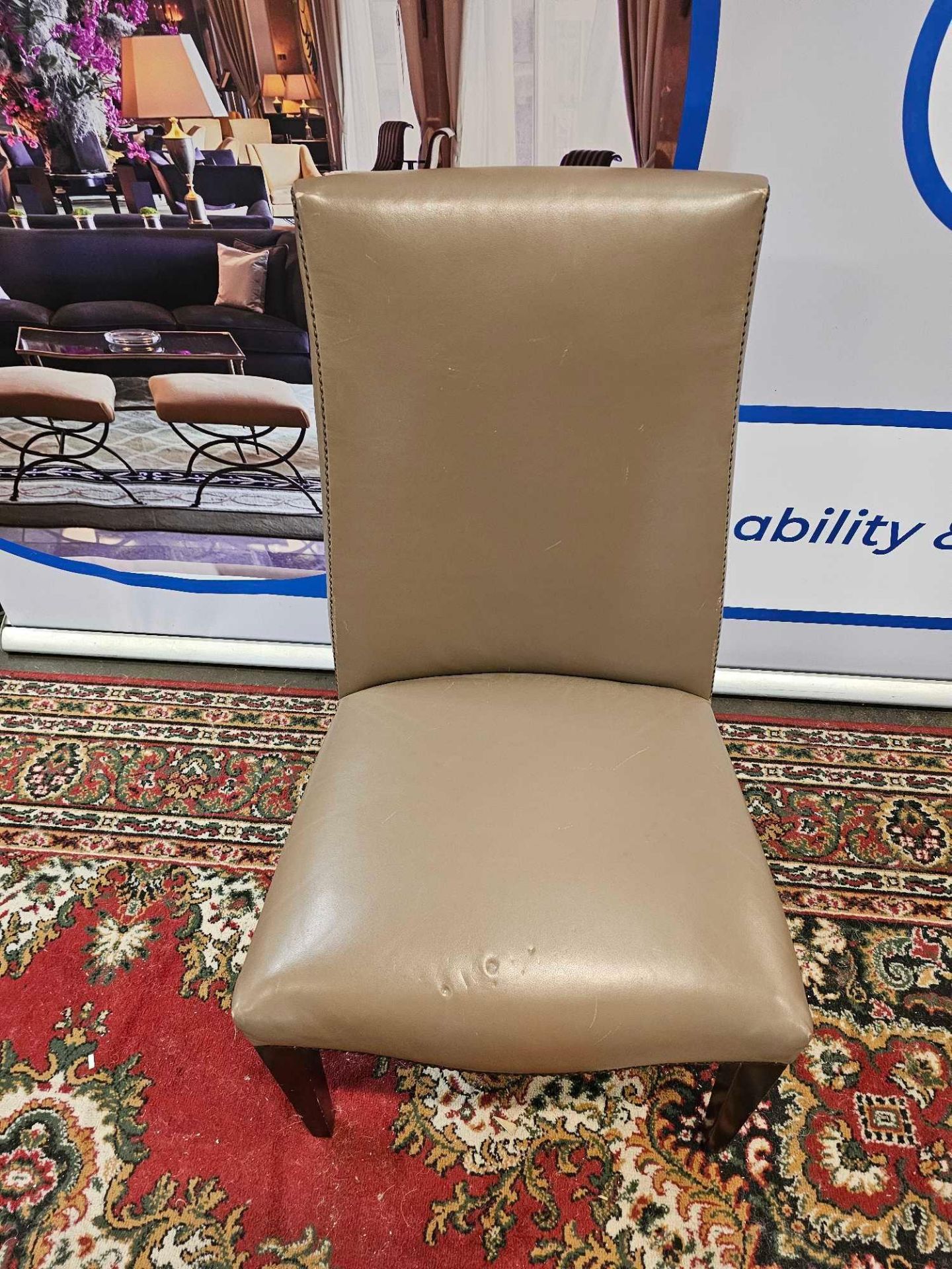 A Leather Upholstered Tall Back Side Chair With Stud Pin Detail 47 x 67 x 100cm - Image 2 of 6
