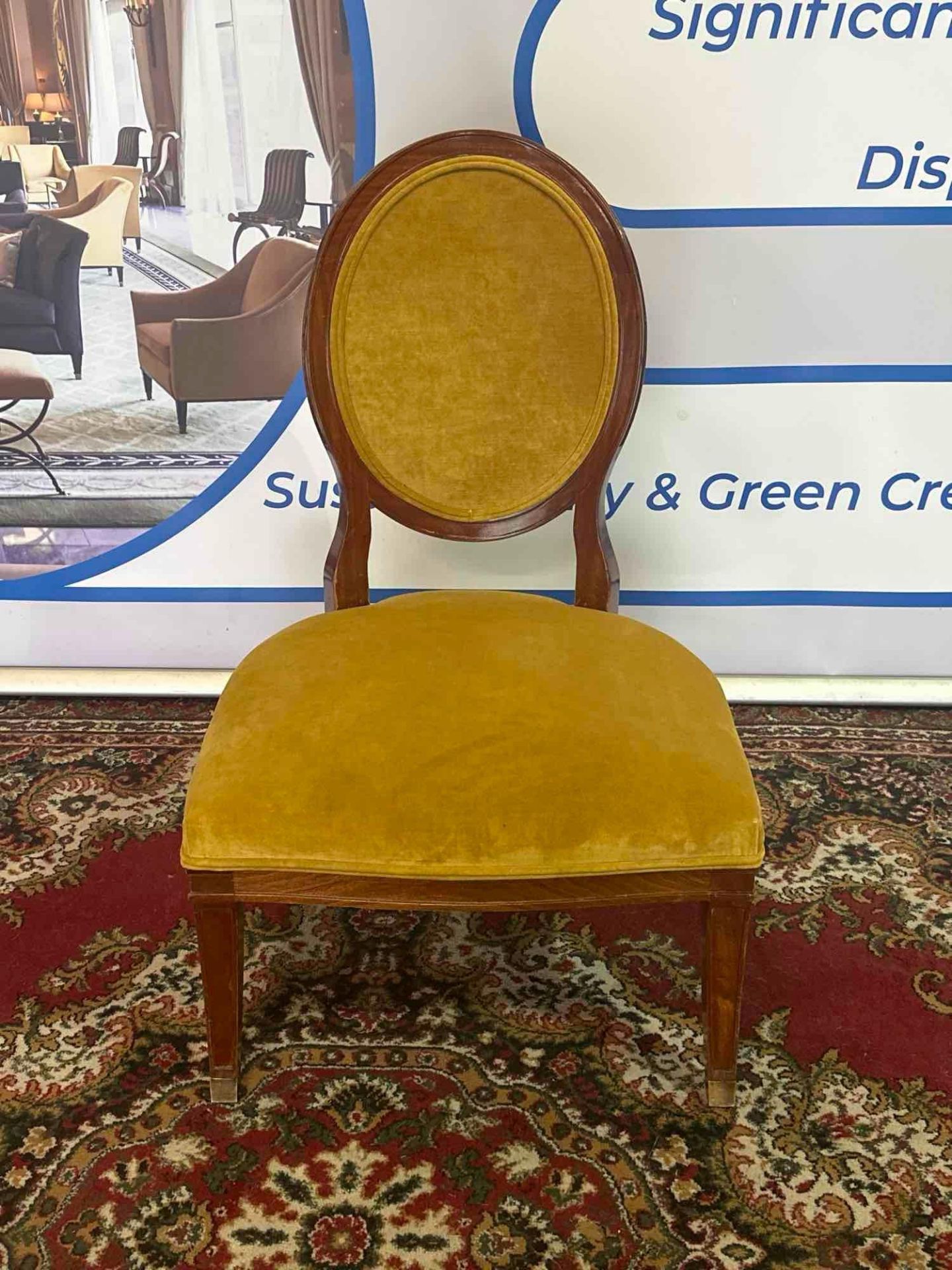 Louis XVI Style Framed And Upholstered In Gold Velvet Salon Chair 68 x 68 x 105cm