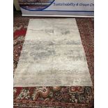 Abstract Pattern 100% Wool Area Rug Silver/Grey Rug 150 x 210cm