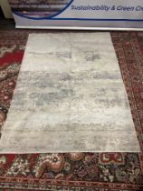 Abstract Pattern 100% Wool Area Rug Silver/Grey Rug 150 x 210cm