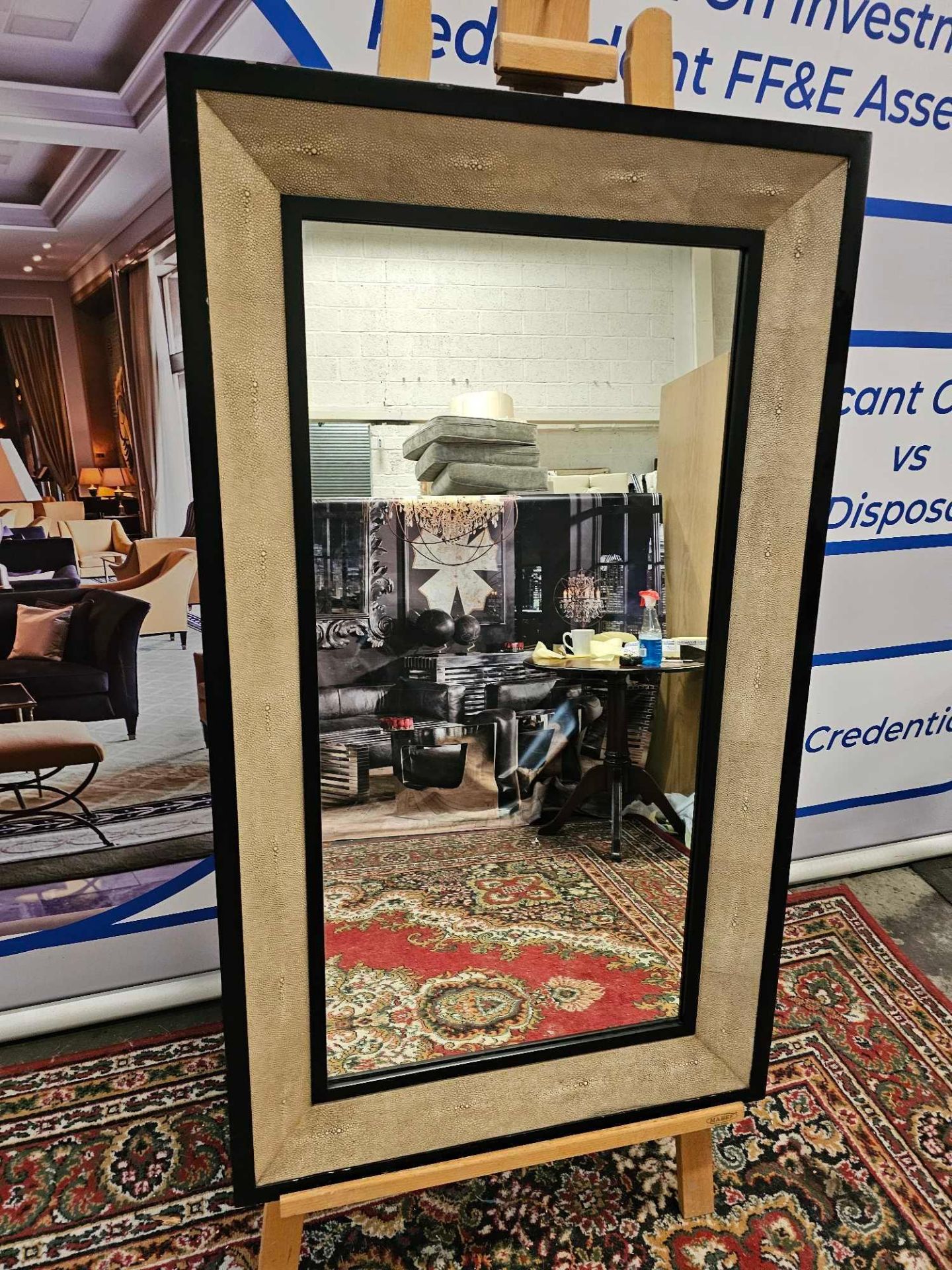 Ajaah Fulle Height Shagreen Black Framed Mirror72 x 172cm (Sr39)