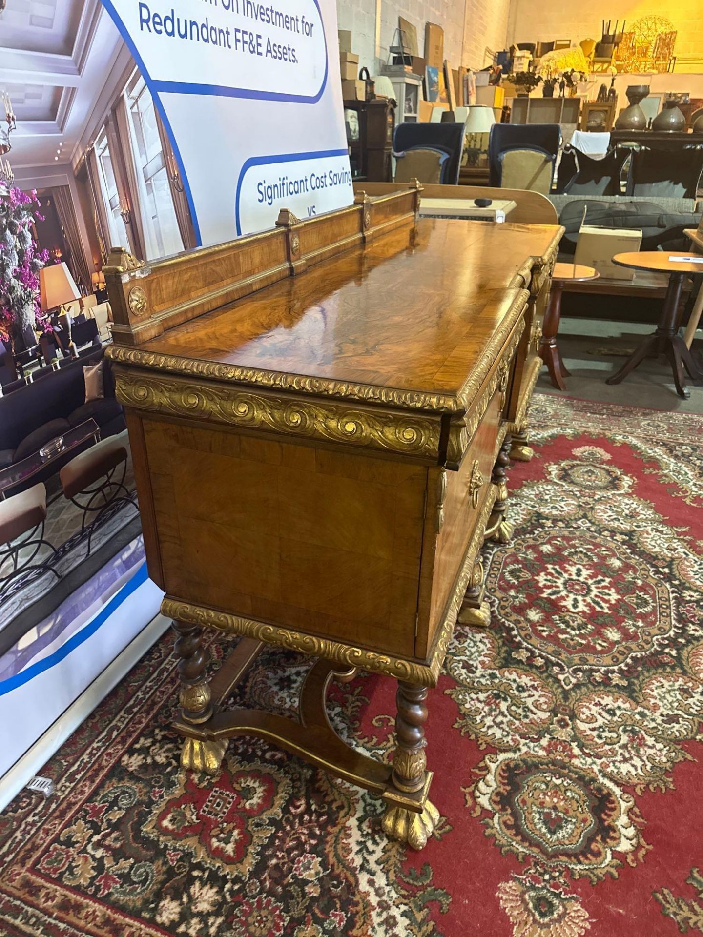 A Walnut And Parcel-Gilt Sideboard, Continental Possibly Italian The Top With A Panelled Back Rail - Image 3 of 17