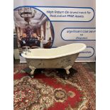 A White Cast Iron Free Standing Roll Top Slipper Bath On Claw And Ball Feet 170 x 57 x 80cm