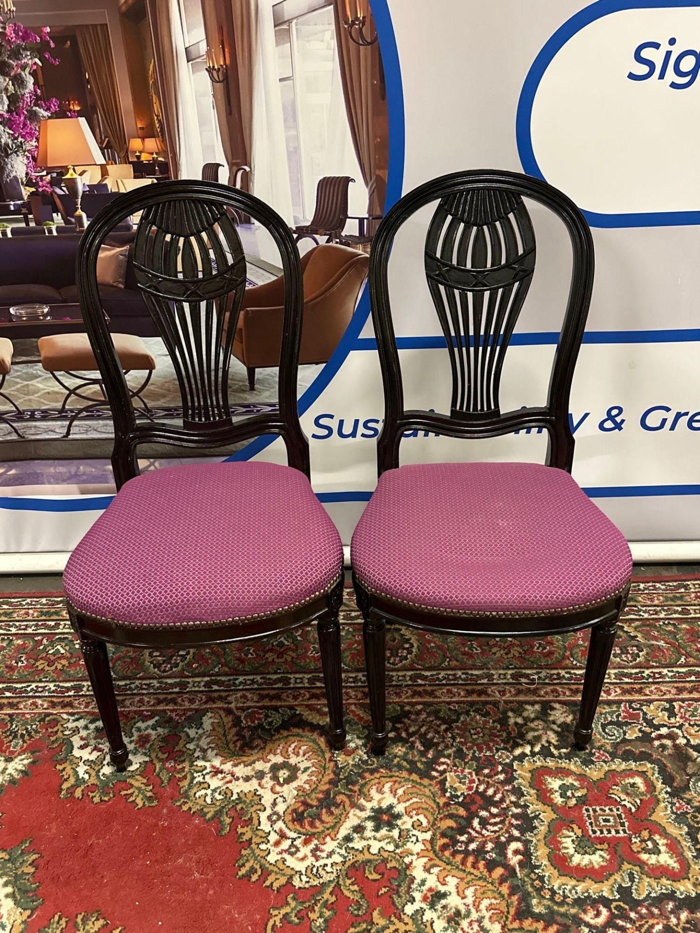 A Pair Of 20th Century Style French Louis XVI Motgolfier Hot Air Balloon Back Side Chairs This
