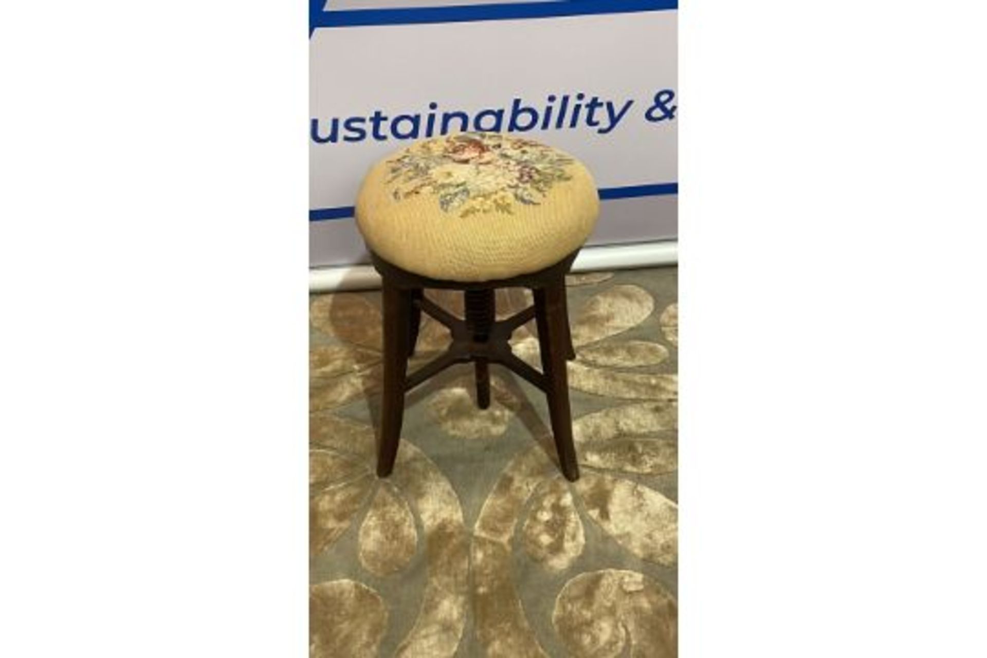 A Milk Maid Stool Finely Upholstered With A Floral Print Pad Seat 36 x 45cm - Image 2 of 2