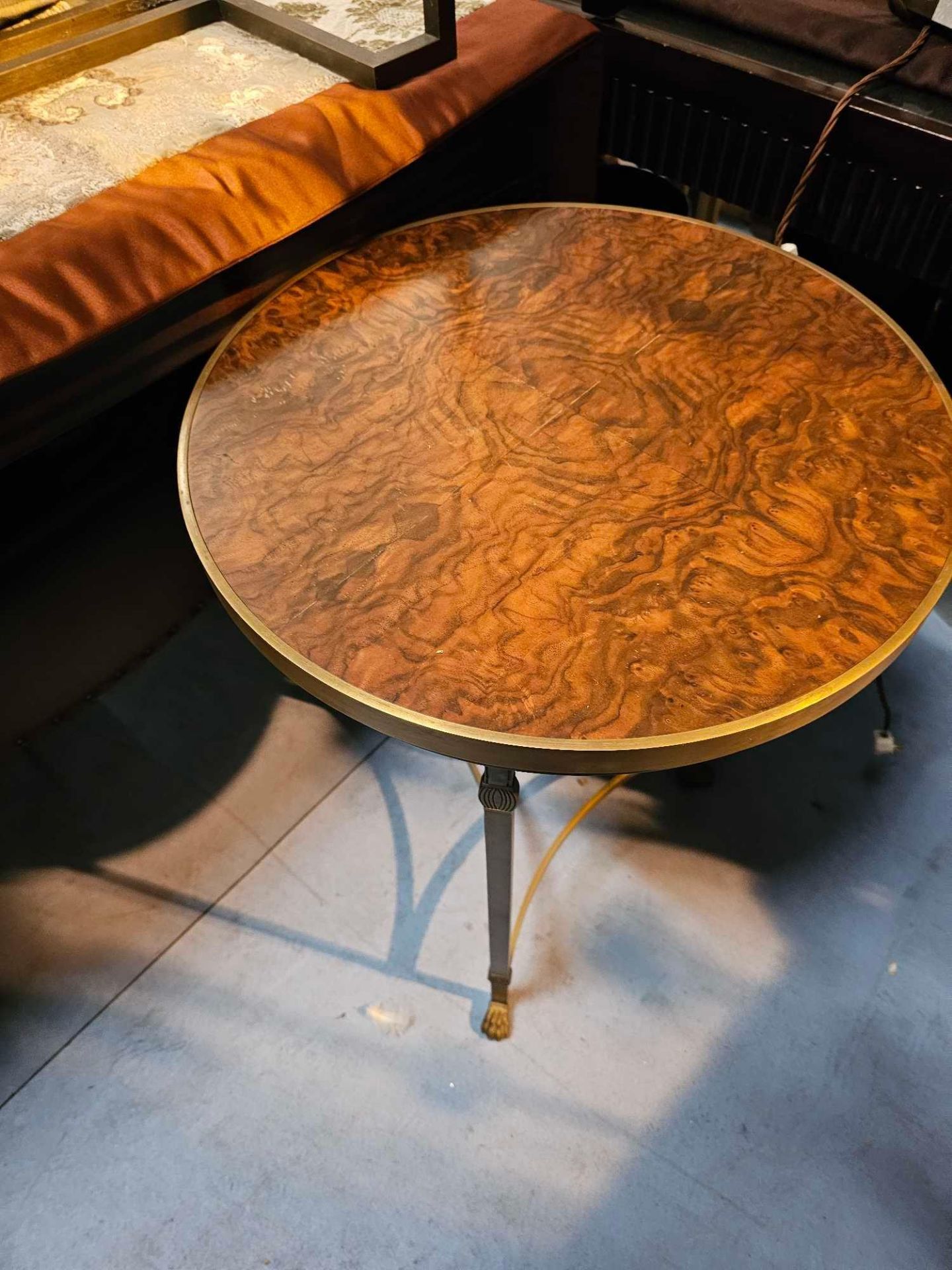 A Bronzed Metal Figured Mahogany Top Side Table Raised On Triform Base Terminating In Hairy Paw - Image 2 of 3