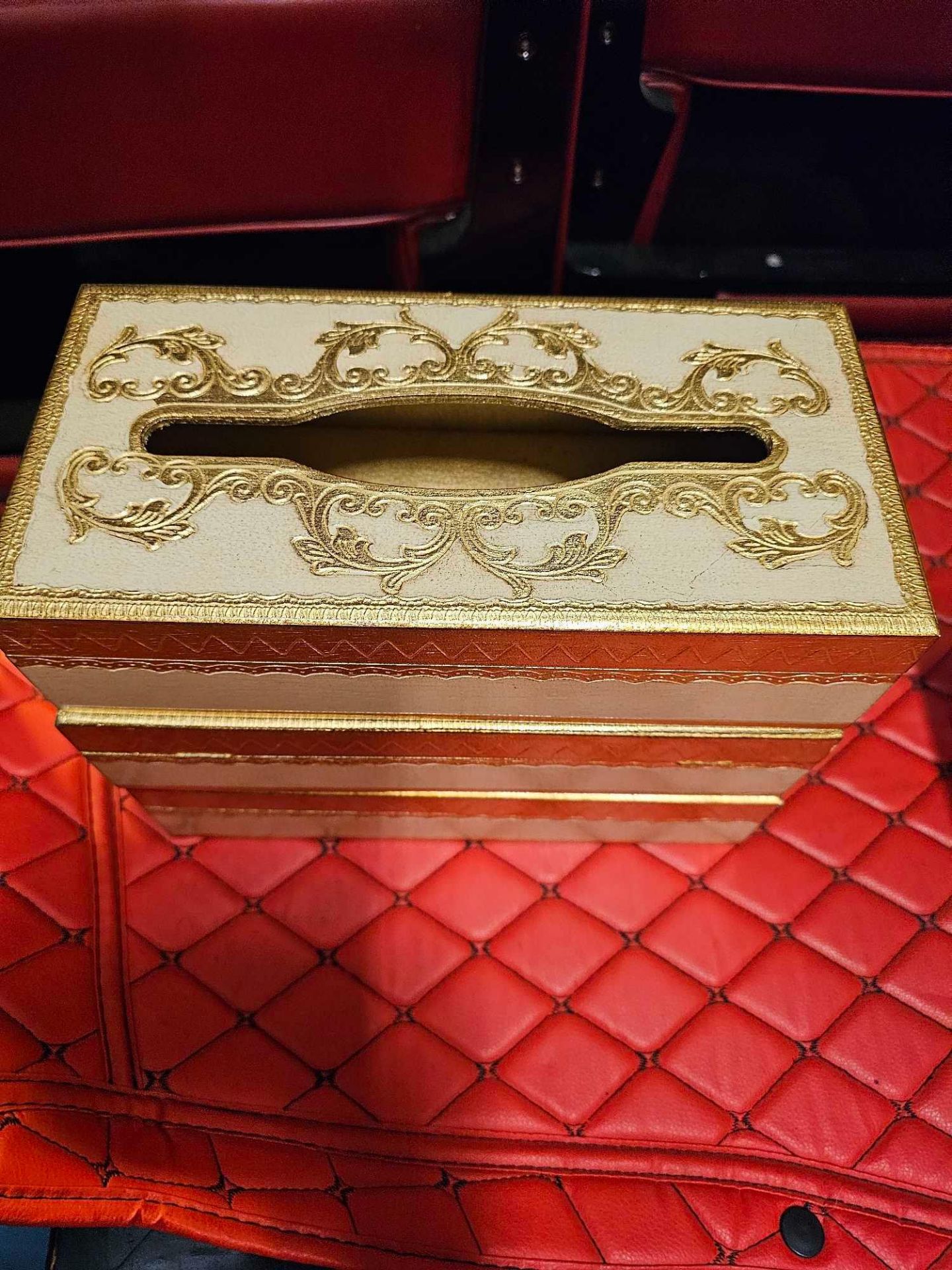 3 x Deluxe Vintage Hinged Tissue Box Cover With Gold Gilt Highlights Made In Italy 28cm
