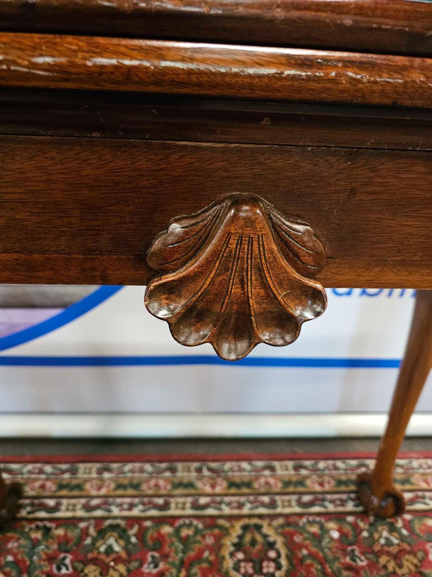 A George II Style Mahogany Tea Table With Central Drawer On Carved Acanthus Knees And Ball Claw Feet - Image 6 of 6