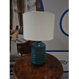 Annie Ceramic Table Lamp Blue With A Ceramic Base And Fabric Lampshade, This Table Lamp Offers A