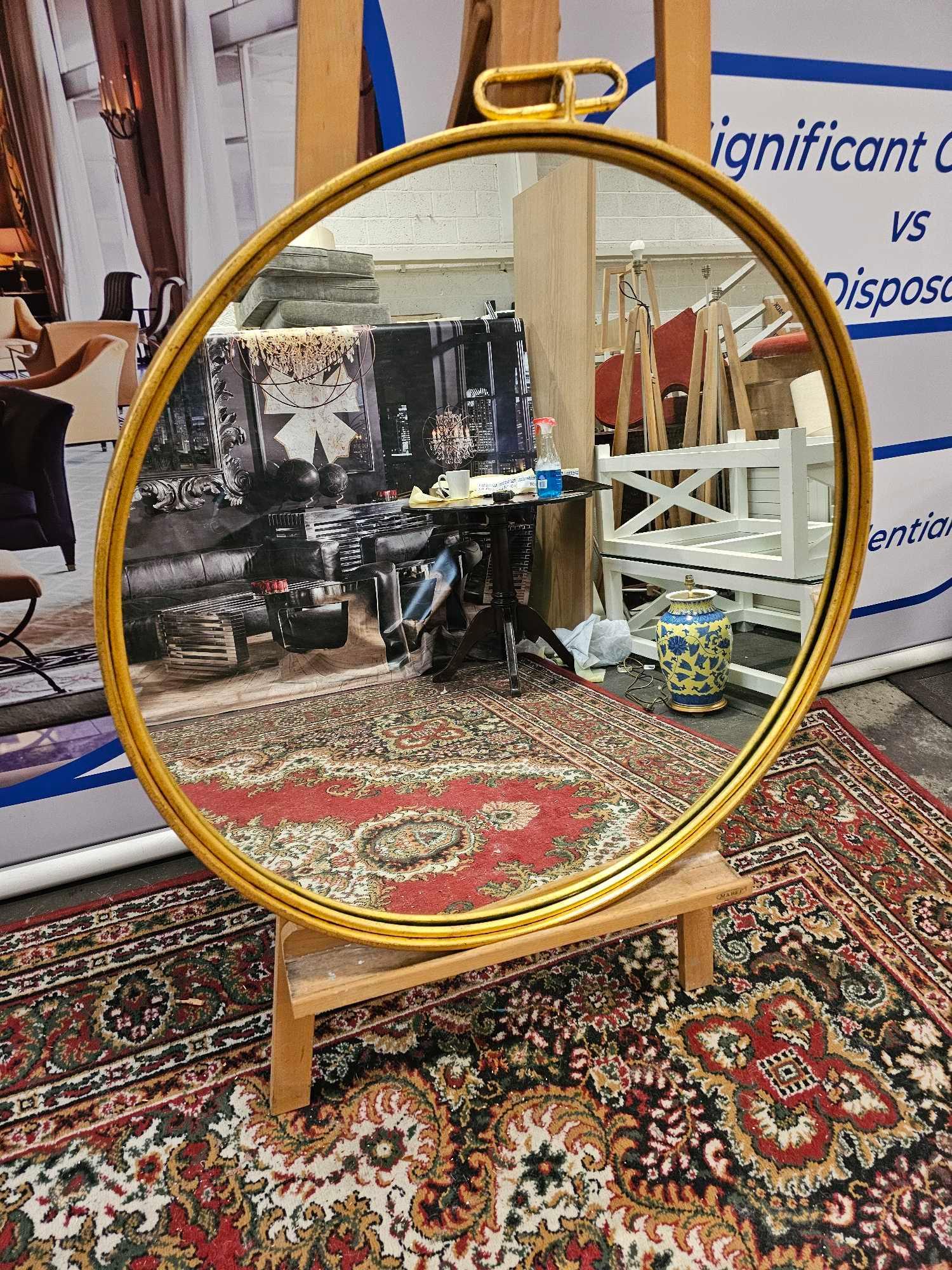 Pocket Gold Round Mirror A Contemporary Modern Mirror Sure To Make An Impact 90cm Diameter (Sr41)