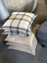 A Set Of 5 x Wool Scatter Cushions In Plaid And Herringbone 2 x 50 x 50cm And 3 x 45 x 45cm