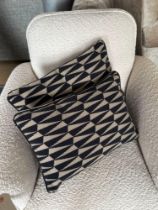 2 x Geometric Pattern Scatter Cushions Black And Gold 43 x 28cm