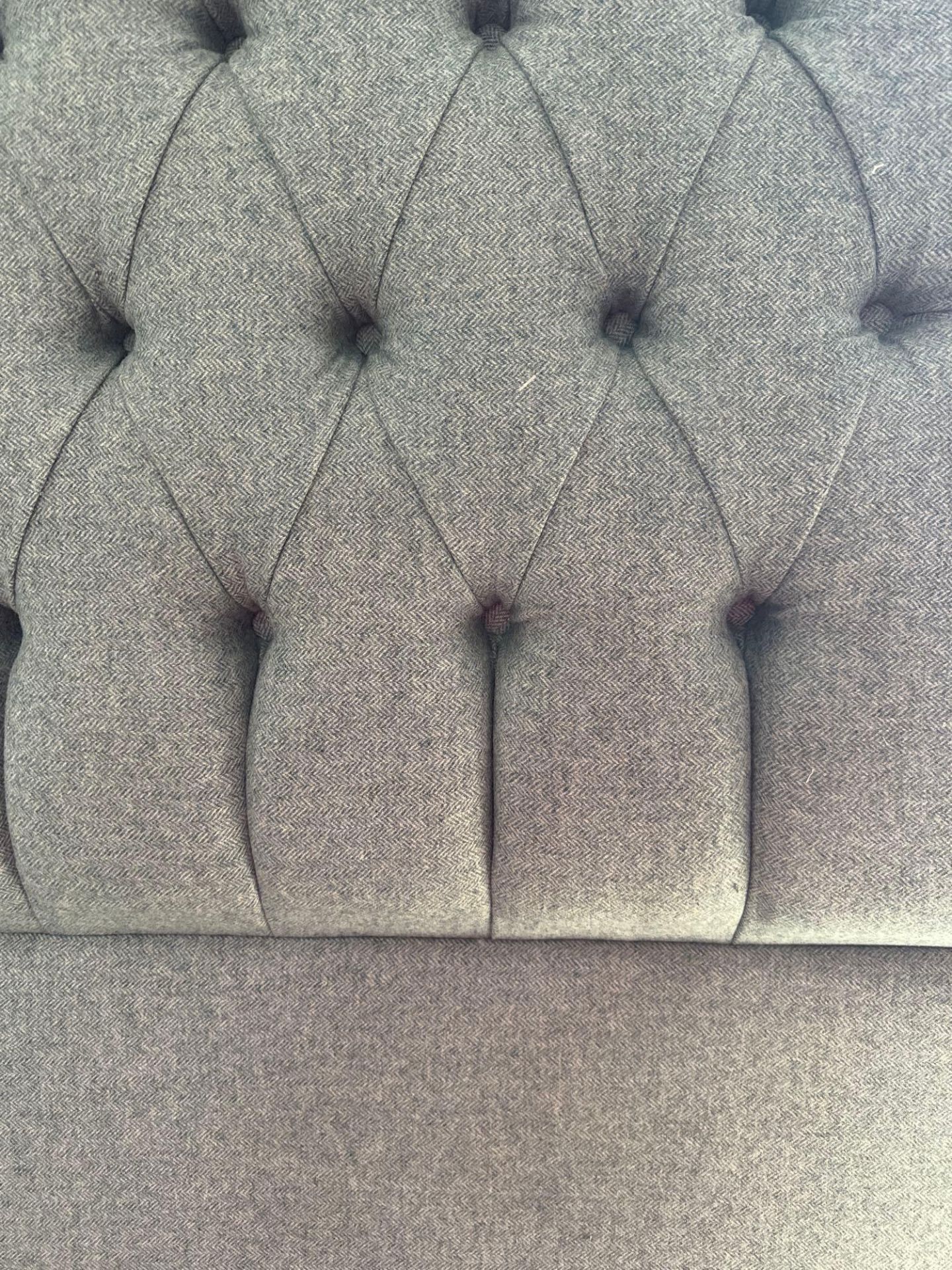 Rectangular Deep Buttoned Headboard, Masterfully Upholstered In The Luxurious Herringbone Wool - Image 2 of 2